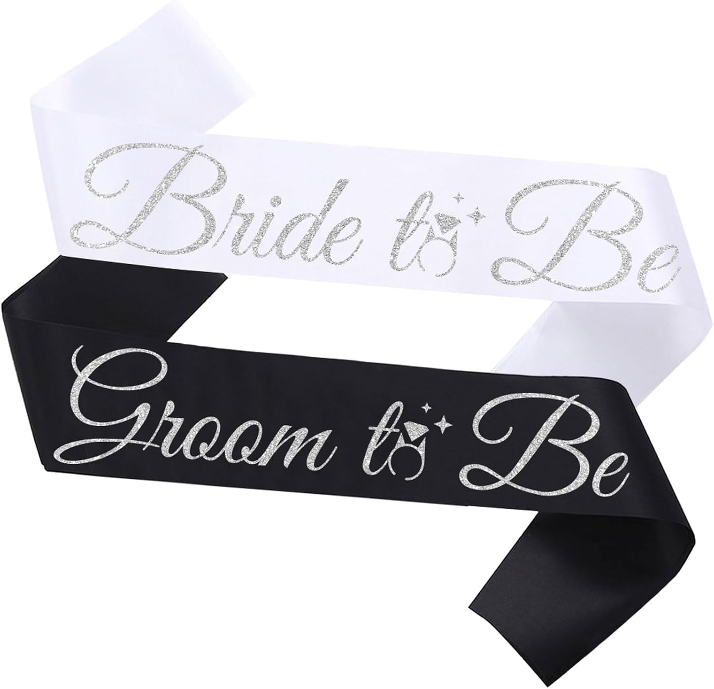Bride Sash Bachelorette Party Bride and Groom to Be Sash for Bridal Shower Wedding Hen Party Decorations Engagement Gifts,White Silver