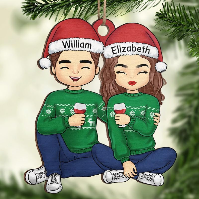 Pawfect House Cheers to A Merry Christmas Personalized Couple Christmas Ornament, Tree Decorations, Anniversary, Birthday Gifts for Husband, Wife, Housewarming Gift Ideas, Custom Ornaments Gift