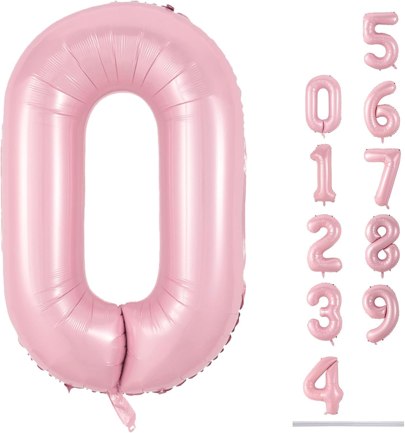 40" Balloon Number 0 Pastel Pink, Large Foil Pink Number Balloons Set 0-9 for Girls, Light Pink 0 Helium Balloons for Women Birthday Anniversary Graduation New Year Party Decoration Supplies