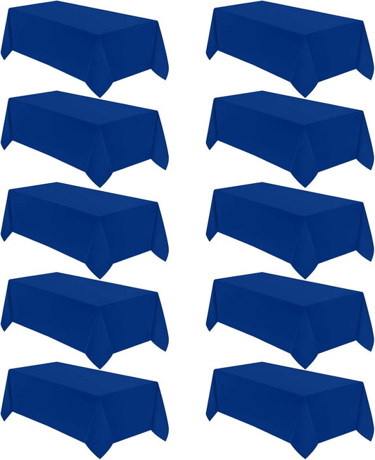 VidaFete Tablecloth 10 Pack 90*132inch Rectangle Table Cloth Polyester, Stain Wrinkle Resistant Polyester Dining Table Cover for Kitchen Dinning Party Wedding Rectangular Buffet Decoration(Royal Blue)
