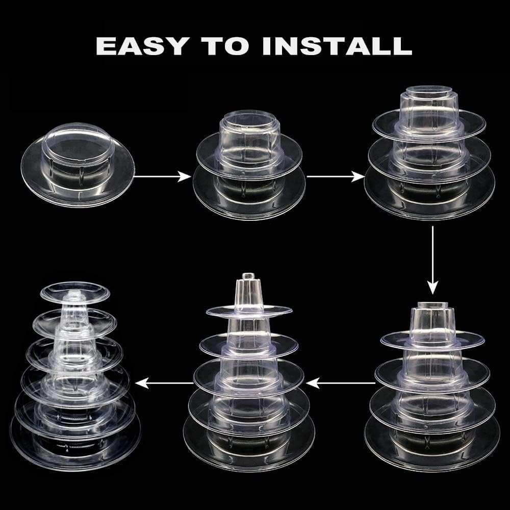 6 Tiers Macaroon Tower Stand with 8'' Silicone Tongs, Round Macaron Tower Cake Display Rack Plastic Cupcake Stand Macarons Desserts Serving Tray for Birthday Wedding Party Decor (6 Tiers with Tongs)