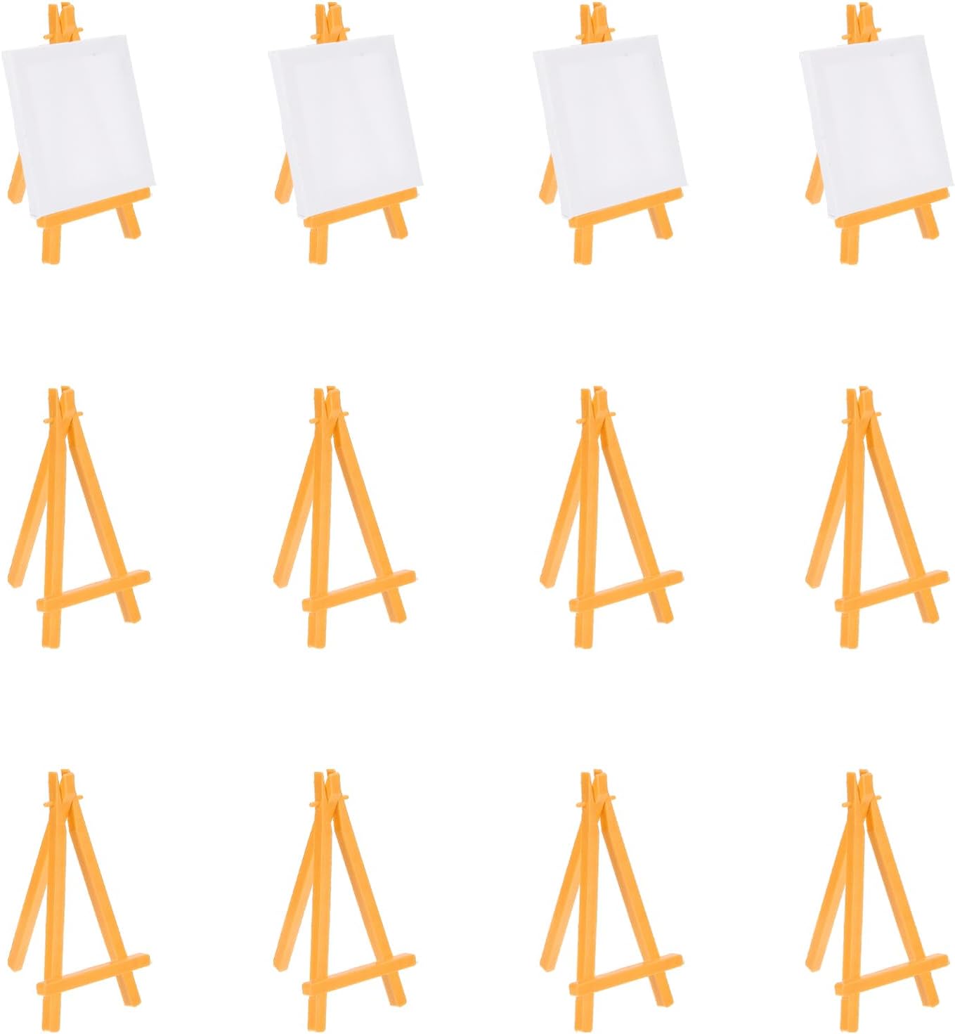 MECCANIXITY Mini Plastic Display Easels, 6.3"x3.4"A-Frame Plastic Painting Tabletop Easels Holder Stand for Photos Cards Artists Beginners Displaying Small Canvases Art(Pack of 12, Yellow)