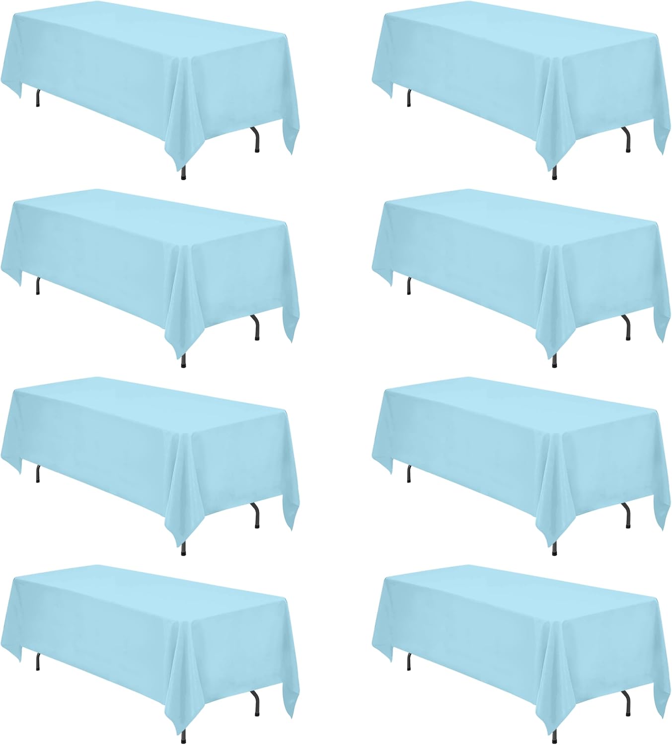 BRILLMAX 8 Pack Light Blue Tablecloths 70 x 120 Inch for 6ft or 8ft Rectangle Tables - Rectangular Bulk Linen Polyester Fabric Washable Cloth Cover for Wedding Reception Banquet Birthday Party