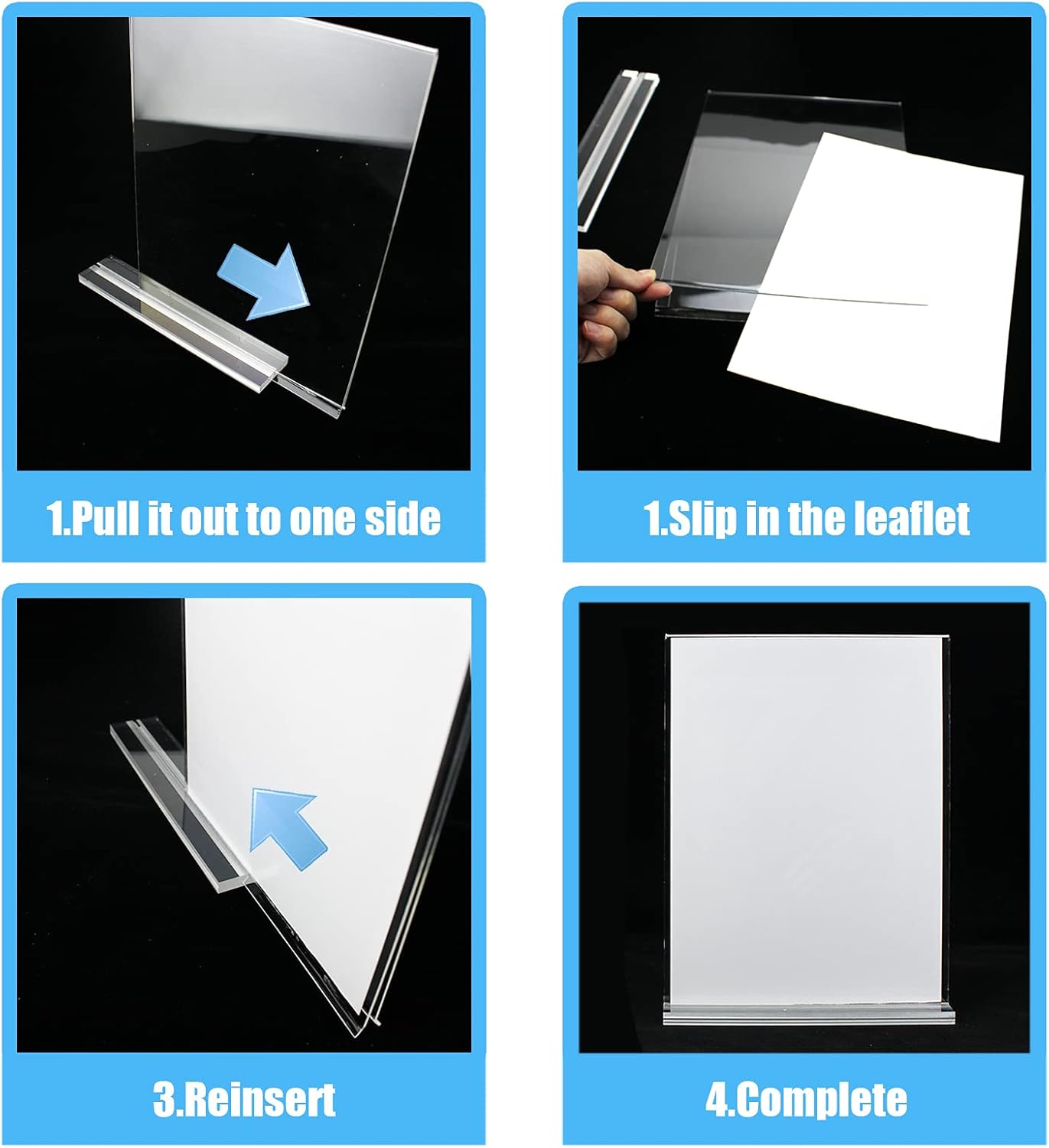 Acrylic Sign Holder, 8.5 x 11 inches Clear Table Menu Display Stand Desktop Display Stand Paper Holder Table Top Sign Holder Suitable for Restaurants, Office, Home, Store (6 pcs)