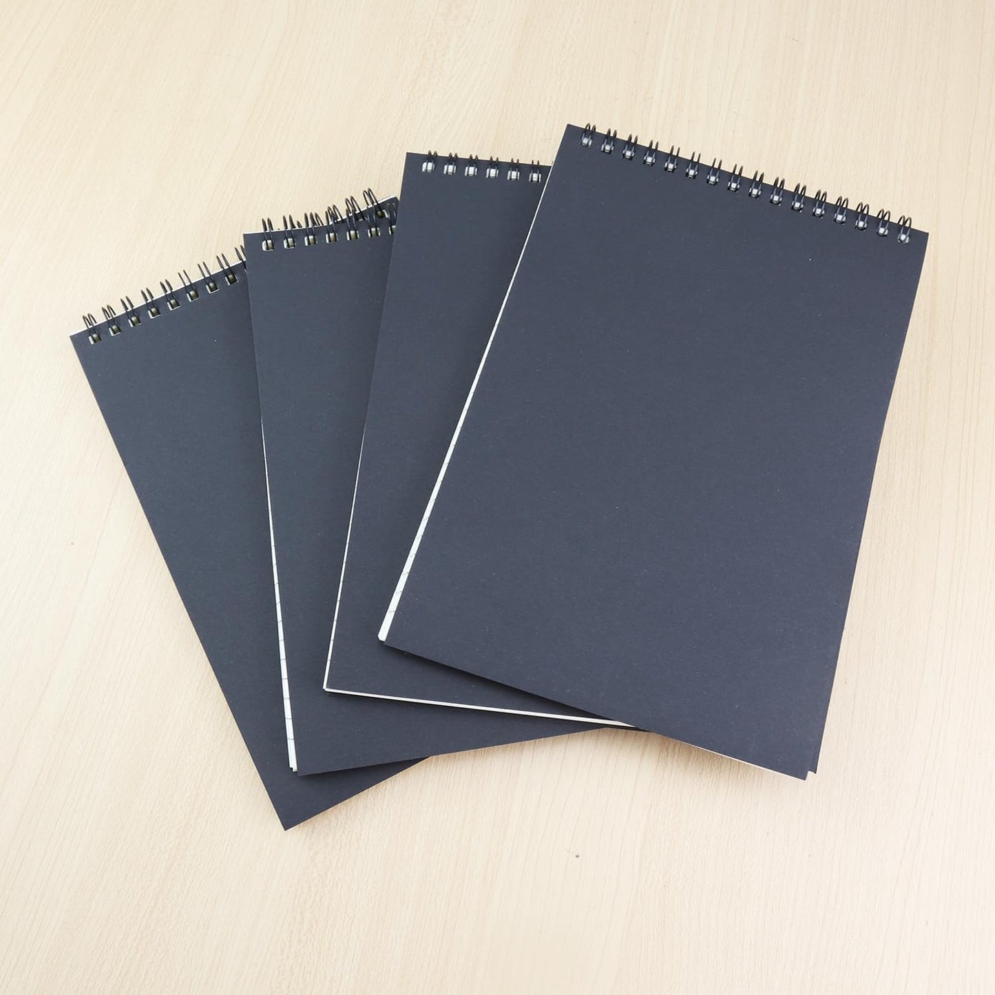 4 Pcs Top Bound Spiral Notebook,8.3 inch x 5.8 inch,60 Sheet,7mm College Ruled Paper,A5 Spiral Note Pads Memo Lined Notebook Journal for School and Office Supplies (Black)
