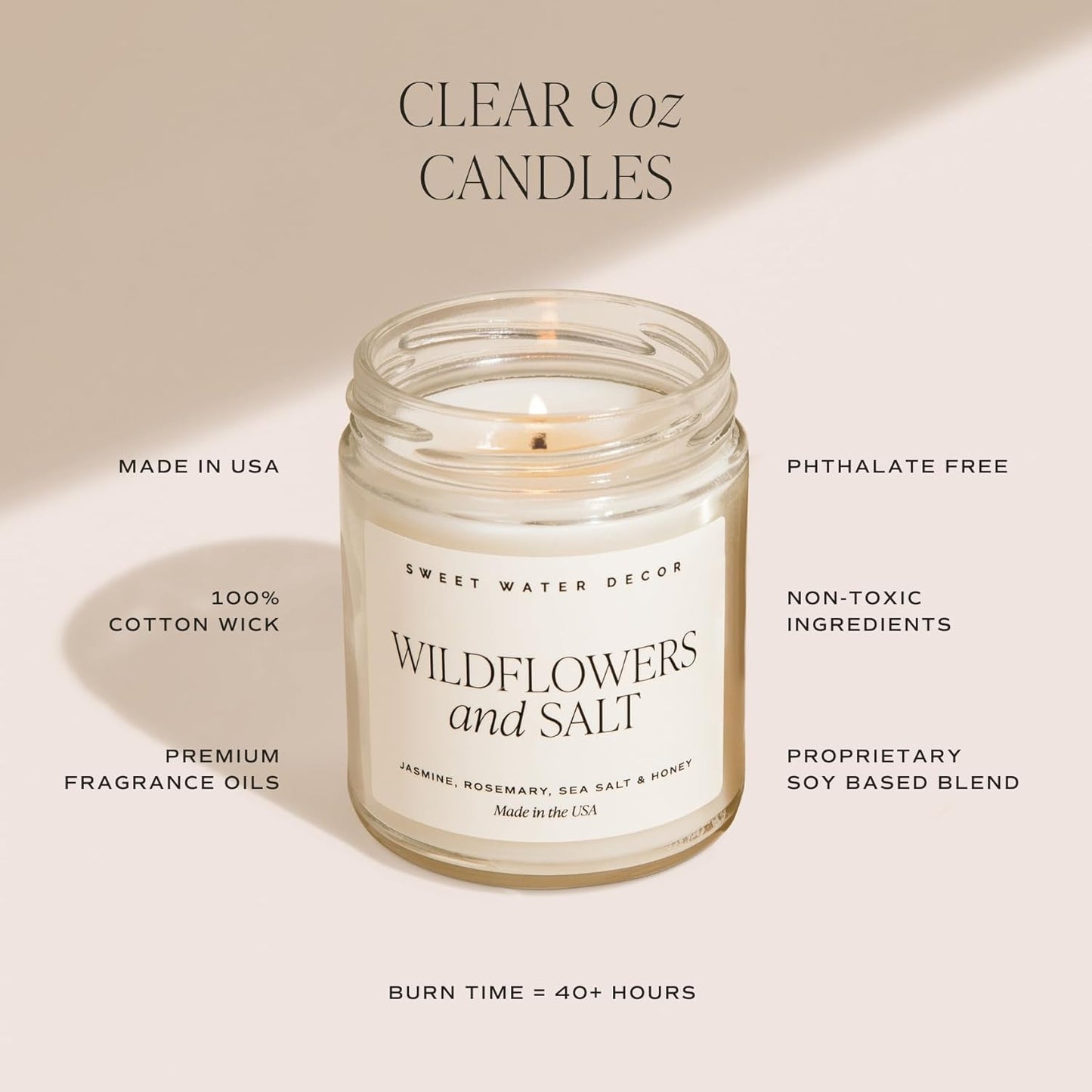 Sweet Water Decor Farmhouse Candle | Autumn, Cinnamon, and Nutmeg, Fall Scented Soy Candles for Home | 9oz Clear Jar, 40 Hour Burn Time, Made in The USA