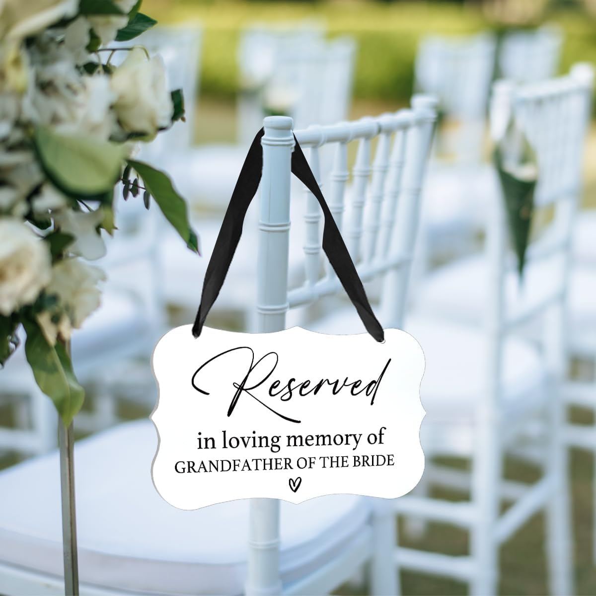 Acrylic Wedding Sign, Ring Bearer Sign, Reserved Seating Signs, for Grandfather of The Bride, Rustic Wedding Decor Signs, Acrylic Wall Art With Ribbon for Chairs Weddings Decor (White)