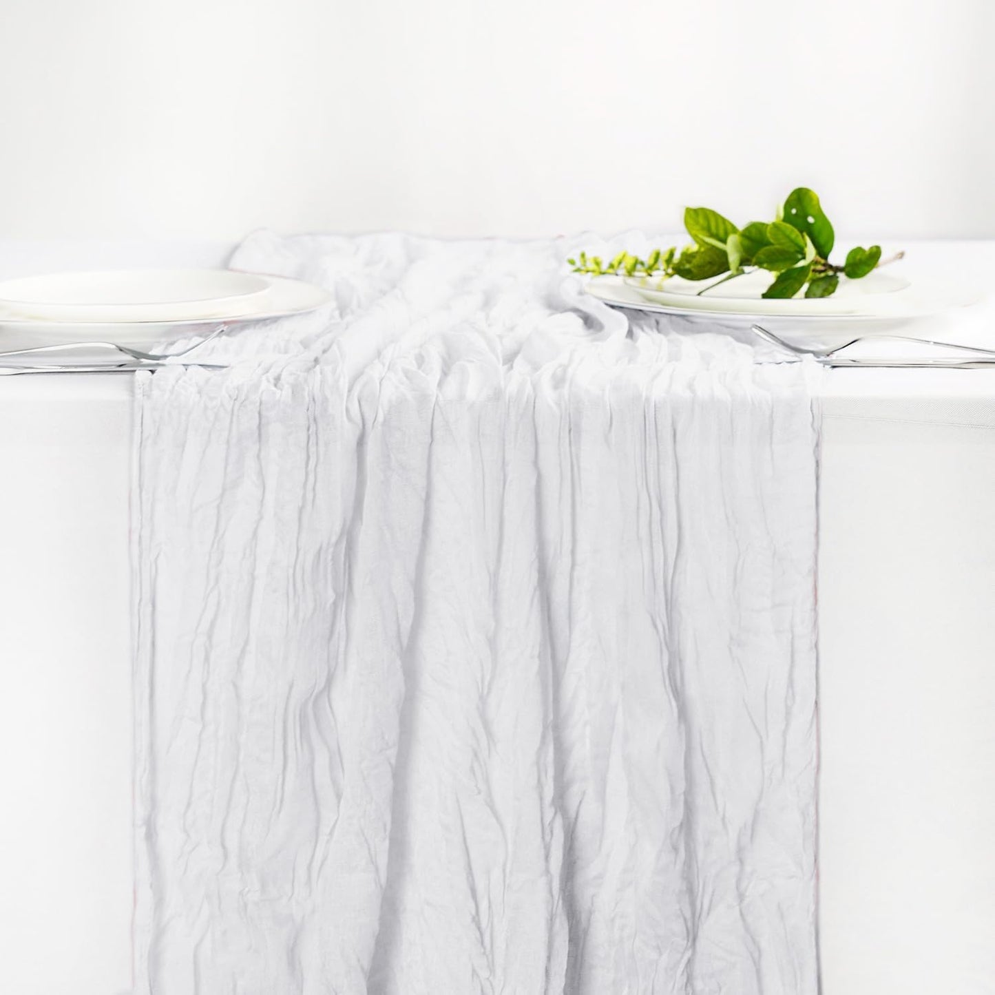 Hahuho Ivory Cheesecloth Table Runner 10ft, Gauze Boho Rustic Table Runners for Wedding Birthday Party Baby Shower Decorations（1 Pack , 35x120 Inches）