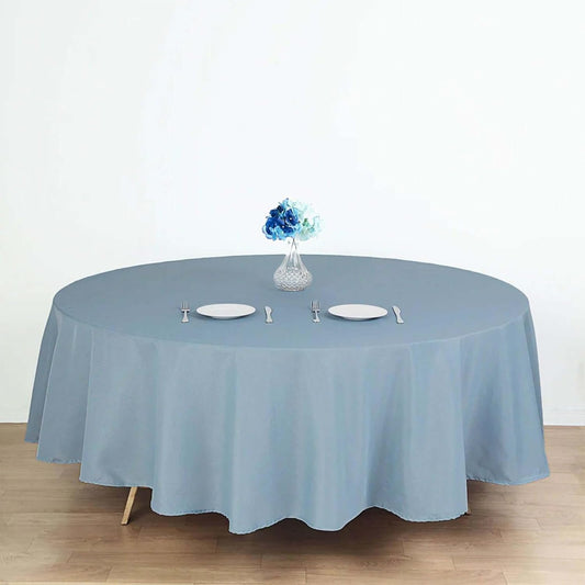 Efavormart Round Tablecloth, 90 Inch Stain & Wrinkle Resistant Washable Table Cloth, Decorative Polyester Fabric Table Cover for Banquet, Wedding, Dining- Dusty Blue