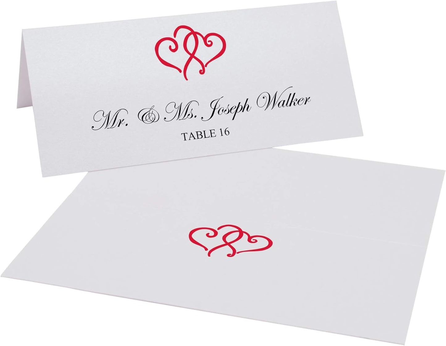 Linked Hearts Place Cards, Ruby Red (Choose Color), Set of 25, Pre-cut and Scored - Wedding, Party, Dinner, and Special Events - Made in the USA