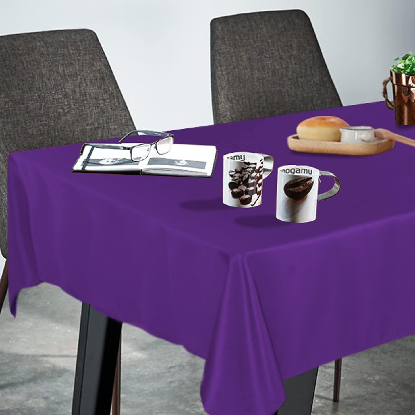 Fitable Rectangle Tablecloth Stain and Wrinkle Resistant Washable Polyester Table Cloth for Buffet Parties and Camping (60x102 inch, Purple)