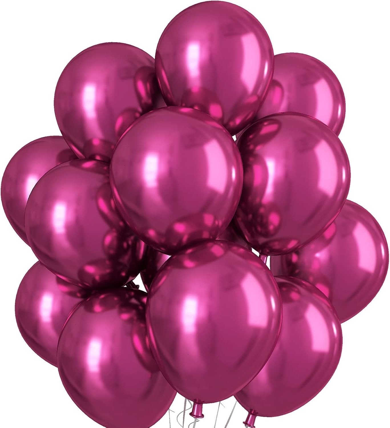 Chrome Fuchsia Balloons 12 Inch, Double-Layered Metallic Fuchsia Pink Balloons, Shiny Thick Chrome Metallic Magenta Latex Helium Fuchsia Balloons Magenta Balloons for Birthday Wedding Party Decoration