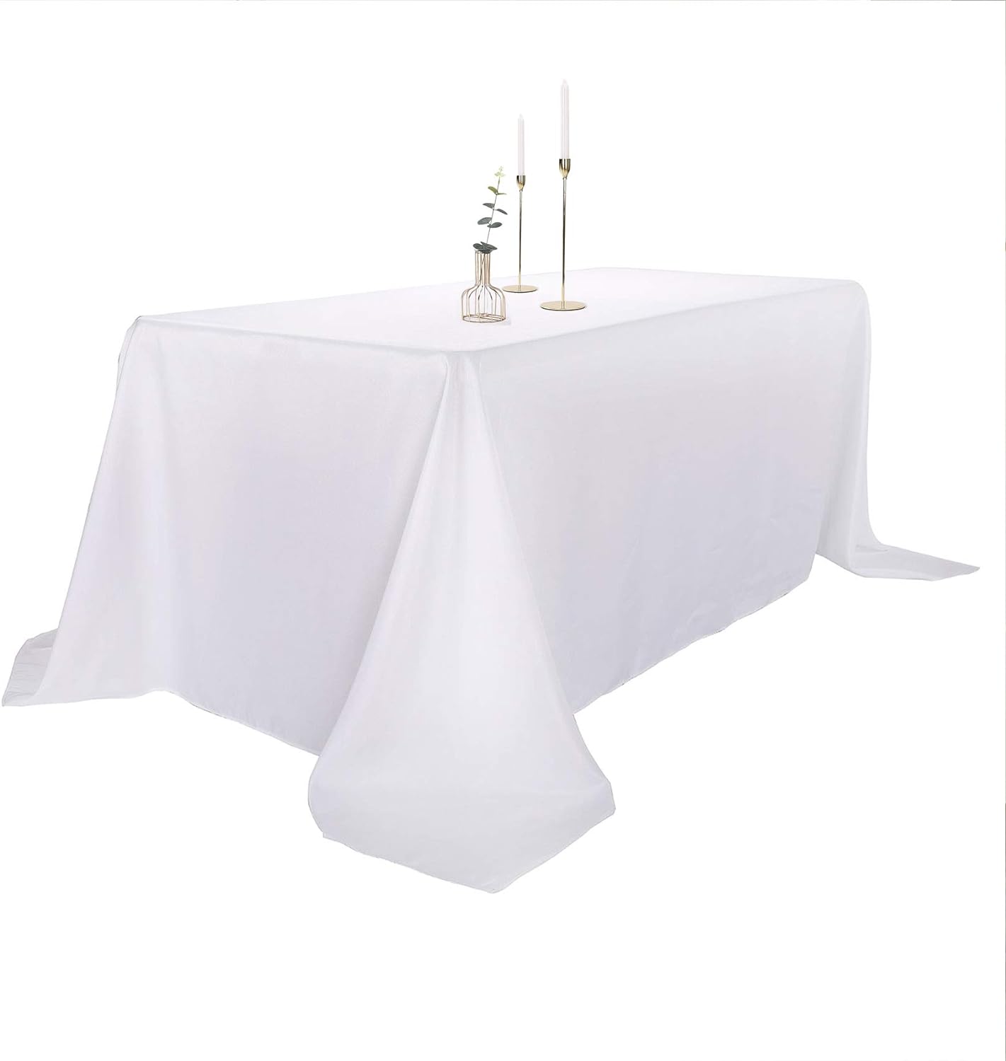 Ascoza 2pack 90x156 Inch White Rectangular Tablecloth 8 Feet Table Cloth in Polyester Fabric for Wedding/Banquet/Restaurant/Parties