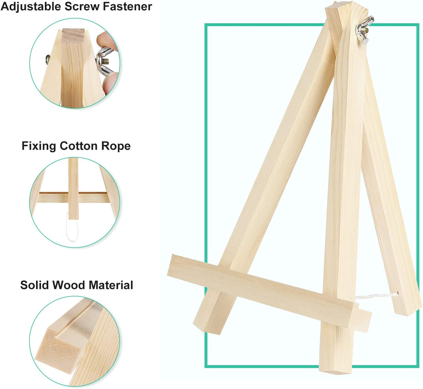 Kinlink 9 Inch Tall Wood Easels for Display Set of 18, Display Easel Tabletop, Painting Easel Stand for Artist Students