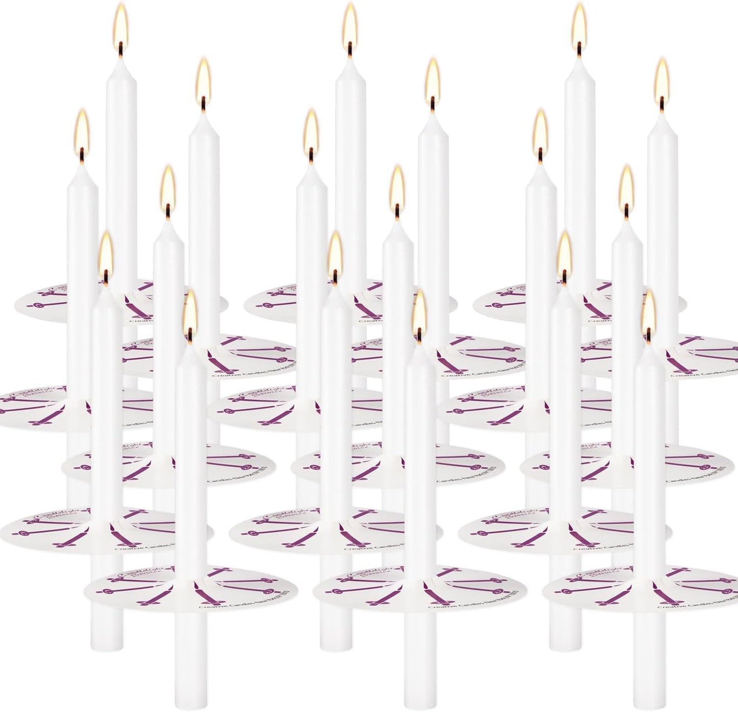 100 pcs Church Candles with Drip Protectors for Devotional Candlelight Vigil Service, Unscented White 5" H X 1/2" D, No Smoke, Shabbat, Praye