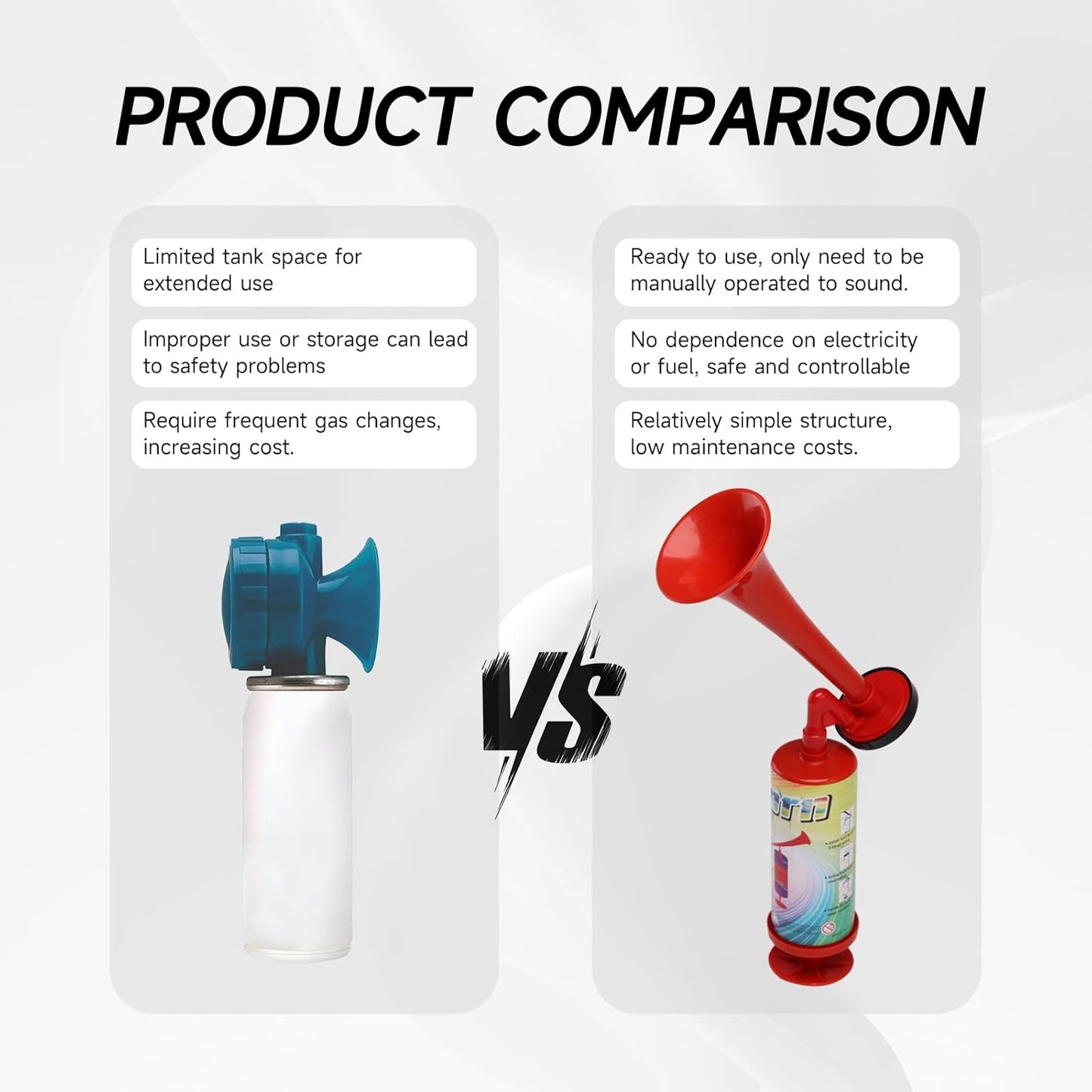 Boat Air Horn Air Horns for Safety for Wild Animals Portable Air Pump Horn Sports and Marine Signal Safety Horn Party Air Horn(ABS large handheld horn 2PCS)