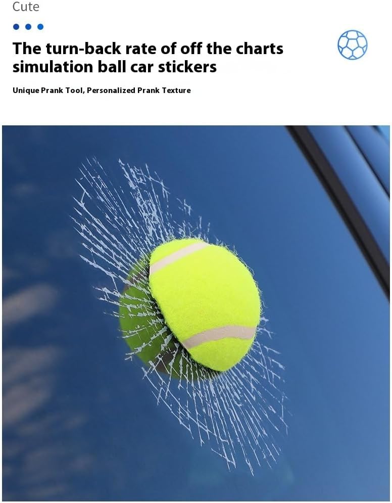 Car 3D elf Ball car Sticker, car Window Funny Creative Decorative Sticker(18cmx18cmx3cm) (Green Tennis)