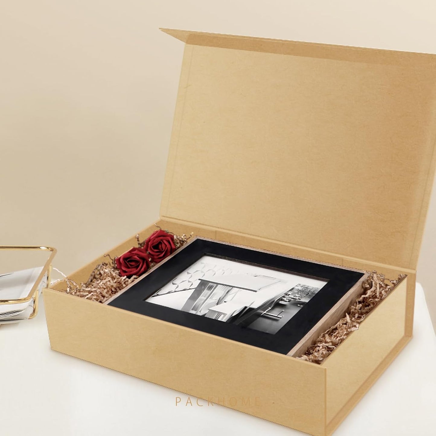 PACKHOME Extra Large Gift Box 17.5x11.3x4.3 Inches, Sturdy Shirt Box with Magnetic Lid for Clothes and Large Gifts (Kraft)