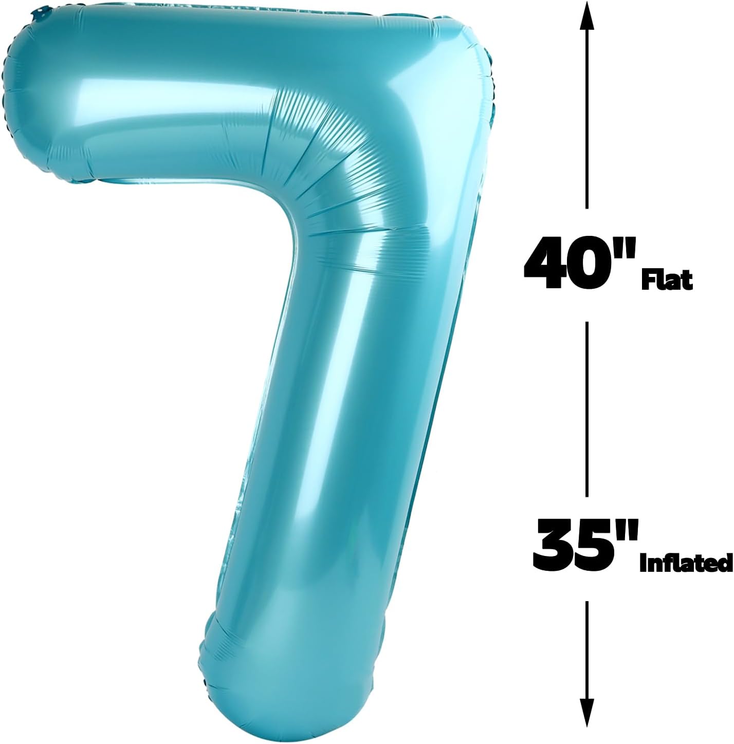 Pearl Blue Number 7 Birthday Balloon 40 Inch, Digital Balloons for 7 17 27 70 77 Party Celebration Decorations Supplies, Mylar Foil Numbers Balloon for Seven Wedding Anniversary