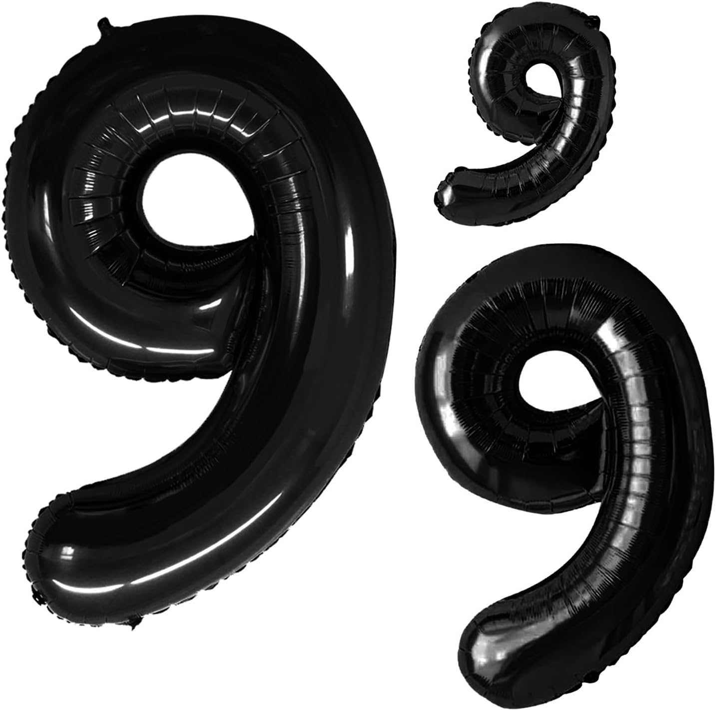 GOER Black Foil Balloons Number 9,Huge Number Balloons for 9th 19th 29th 39th 49th Birthday Party Supplies Anniversary Decorations (3 pcs,42 inch,32 inch,16inch)