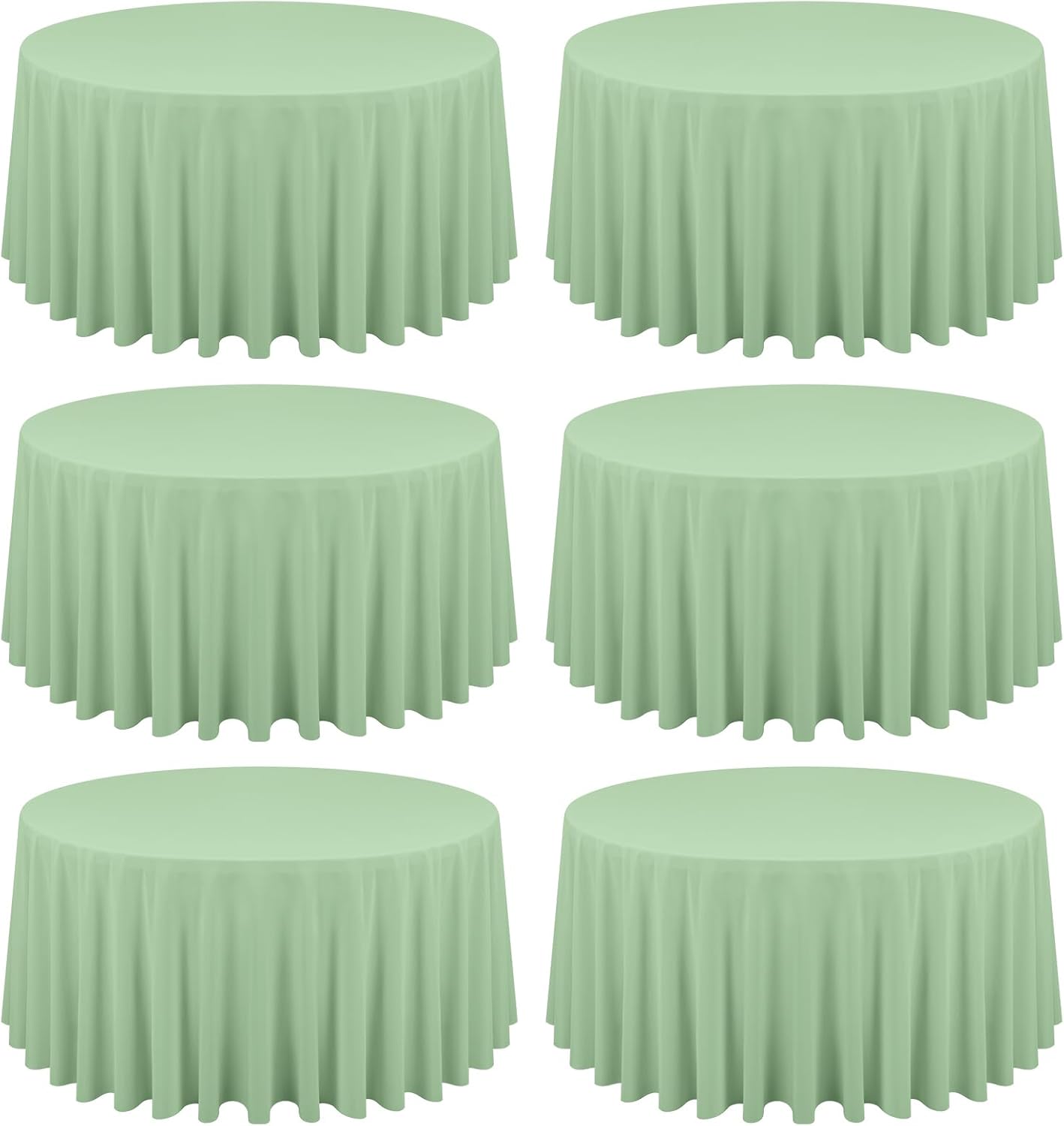 6 Pack Sage Green Round Tablecloths - 120 Inch, Polyester Table Cover, Stain and Wrinkle Resistant Washable Fabric Table Cloth for Wedding Banquet Parties