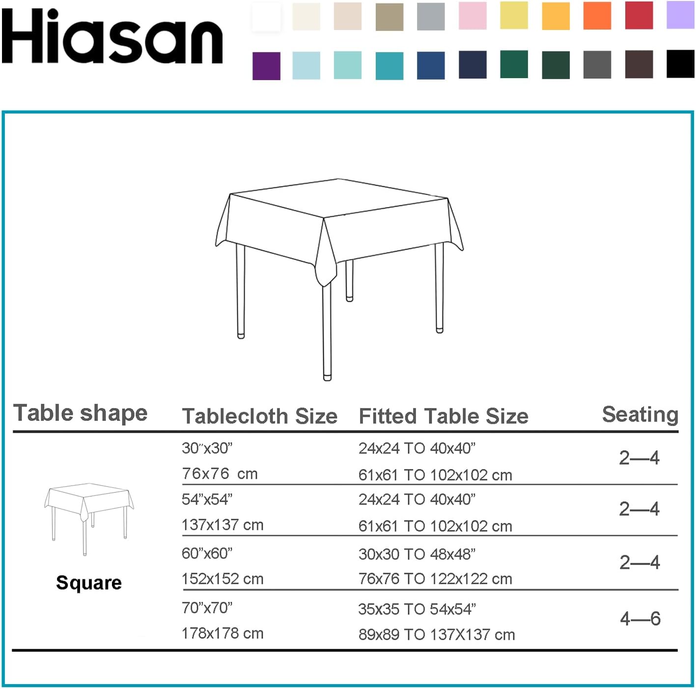 Hiasan Rectangle Tablecloth - Water Resistant and Spillproof Kitchen Washable Polyester Fabric Table Cloth for 6 Foot Tables, 70 x 70 Inch, Light Yellow