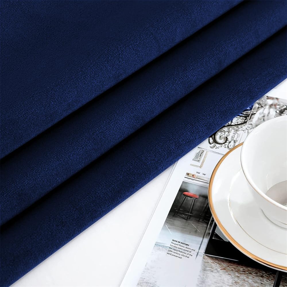 F-CHU Blue Tablecloth Thickset Velvet Tablecloth with Beautiful Gold Tassels Vintage Table Cloth for Home Decor Wedding, Party, Banquet and Events 70" Round