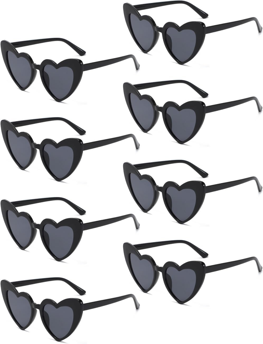 8 Pack Heart Sunglasses Vintage Cat Eye Heart Glasses Retro Bachelorette Bride Sunglasses Bulk for Women