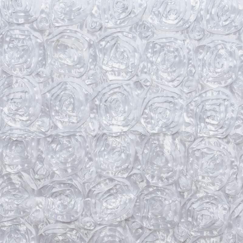 Efavormart 90"x156" Wholesale Rectangle Table Cover White Grandiose Rosette 3D Satin Tablecloth for Wedding Party Event Decoration