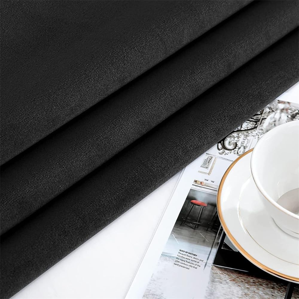 F-CHU Small Square Tablecloths 36 x 36 Inch Velvet Tablecloth Solid Black Small Round Table Cover for Nightstand End Bedside Table Tabletop Decoration，Black Tablecloth
