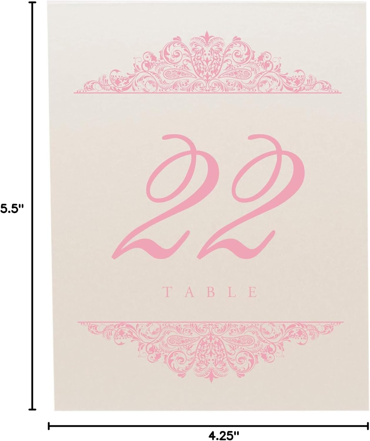 Paisley Wedding Table Numbers (Select Color/Quantity), Champagne, Pink, 1-20, Double Sided, Tent or Use in a Stand, Great for Parties & Restaurants - Made in the USA