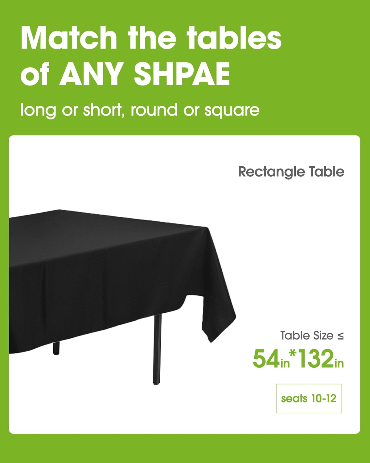 Pureegg Plastic Table Cloth Disposable 10 Pack, 54 x 132 Inch Table Cloths, Halloween Party Decorations, Summerween Decor, Halloween Tablecloths, Rectangle, Plastic Cover, Leakproof & Sturdy, Black