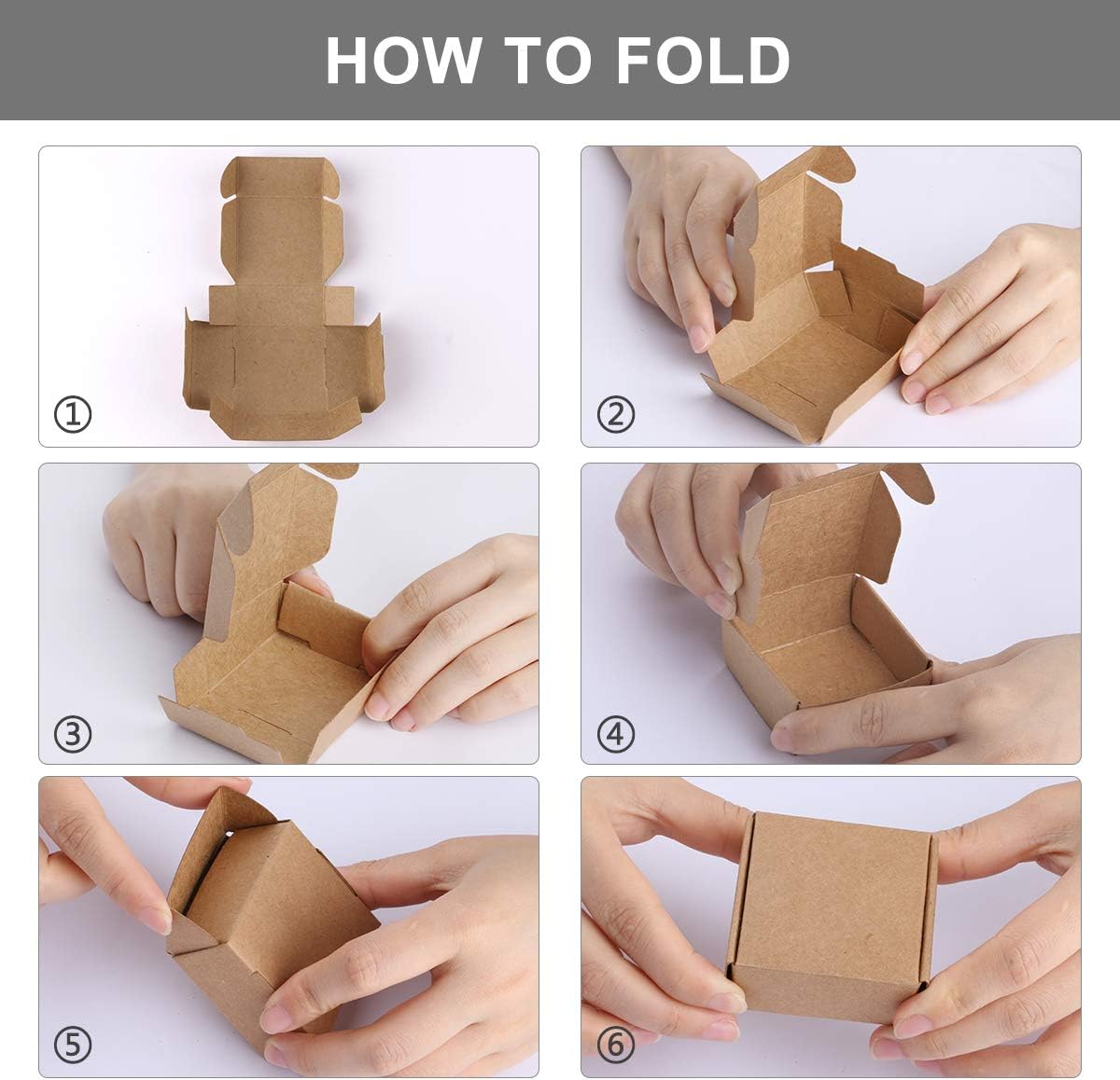 Sdootjewelry Mini Cardboard Boxes, 2.16"x 2.16" x 0.98" Mini Boxes, Jewelry Boxes Packaging 100 Packs, Brown Kraft Boxes for Ring Earrings