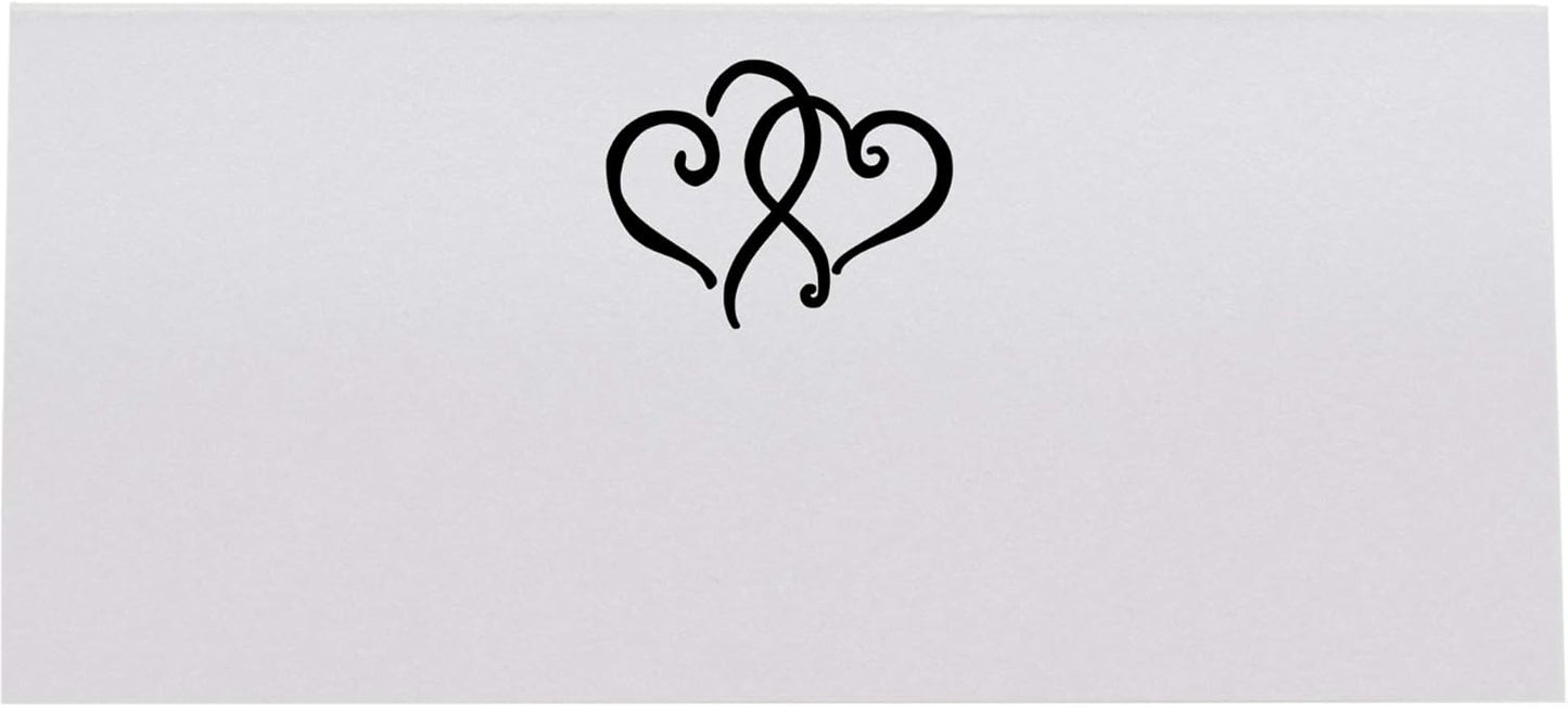 Linked Hearts Place Cards, Black (Choose Color), Set of 60, Pre-cut and Scored - Wedding, Party, Dinner, and Special Events - Made in the USA