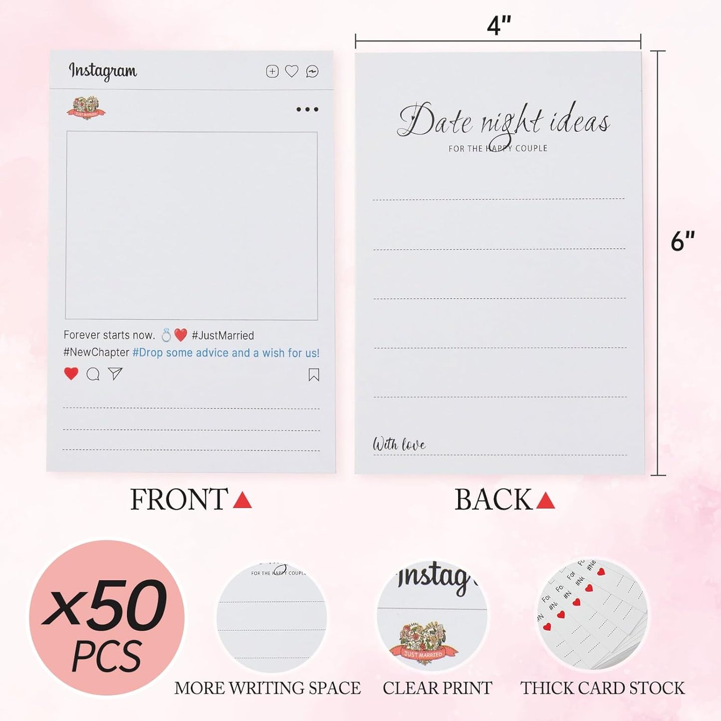 Bridal Shower Games Bridal Shower Advice Cards Wedding Games 50 Guests Advice and Wishes InsStyle