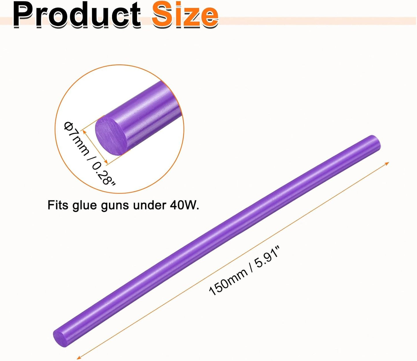 HARFINGTON 10pcs Hot Glue Sticks 0.28" Dia x 5.91" Long EVA Mini Hot Melt Adhesive Glue Stick for Hot Melt Gun Wood Plastic Glass Flowers Fabrics Foam, Purple