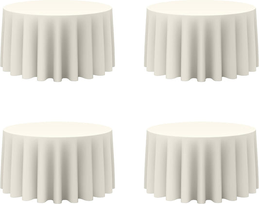BRILLMAX 4 Pack Ivory Round Tablecloths 120 Inch - Circle Bulk Linen Polyester Fabric Washable Table Cloth Cover for Wedding Reception Banquet Birthday Party Buffet Restaurant