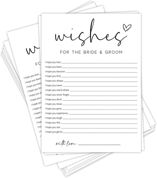 Bridal Shower Games, Wishes for The Newlyweds, 25Pcs Minimalist White Double-Sided Bridal Game Cards, Wedding Shower Games for Guests, Engagement Bachelorette Party Supplies - A23