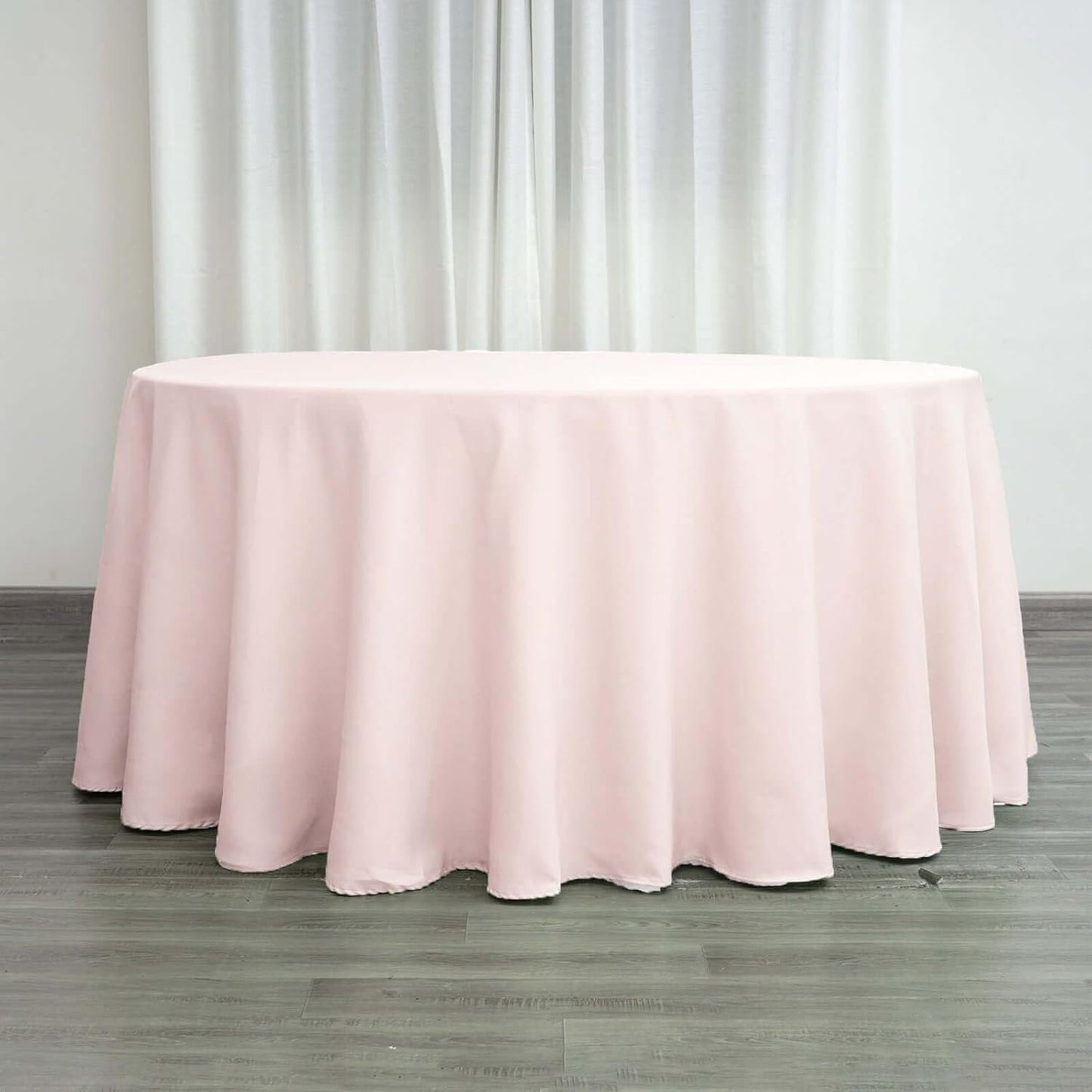 Efavormart Round Tablecloth, 132 Inch Stain & Wrinkle Resistant Washable Table Cloth, Decorative Polyester Fabric Table Cover for Banquet, Wedding, Dining- Blush