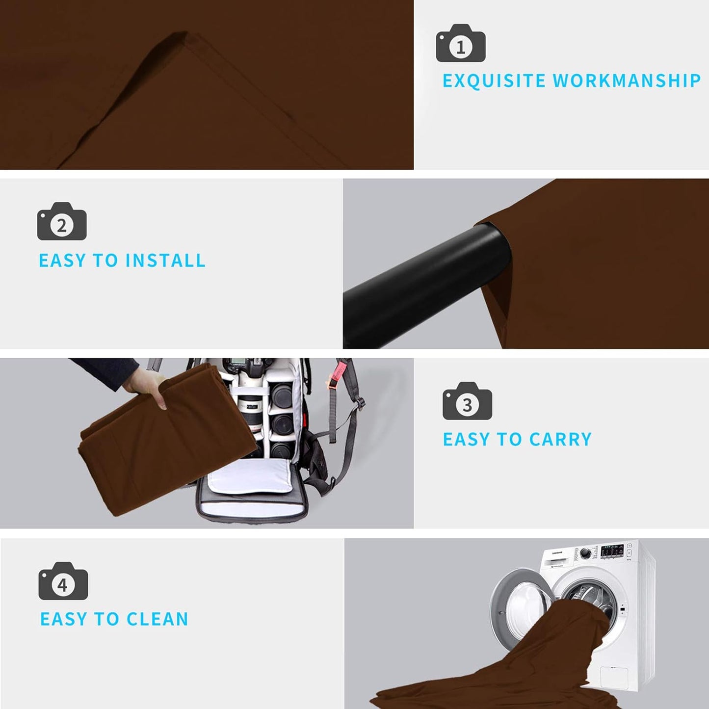 ISSUNTEX 10X20 ft/3X6 Meters Brown Background Photo Backdrop, Photo Studio, Collapsible High Density Screen for Video Photography and Television