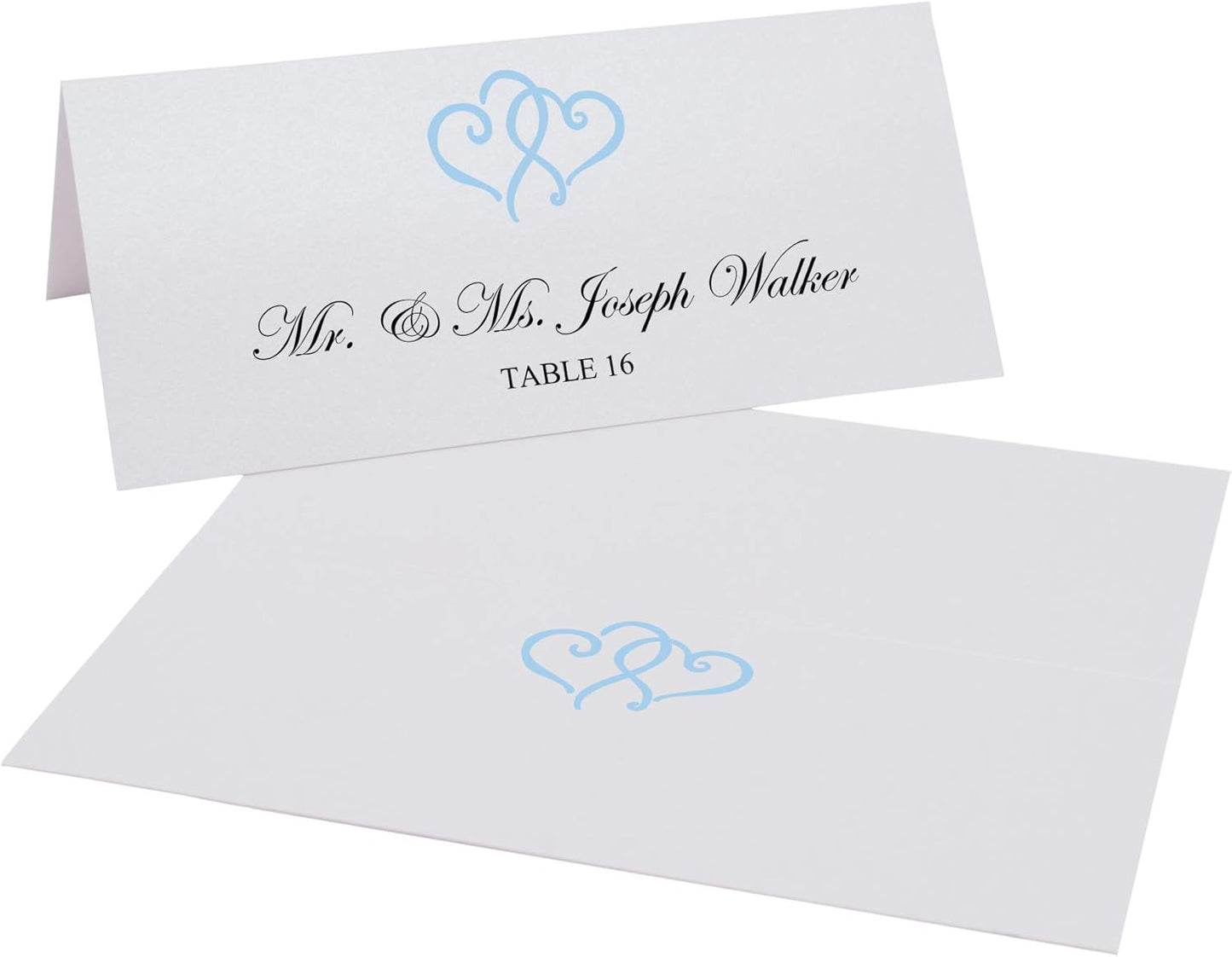 Linked Hearts Printable Place Cards, Light Blue (Choose Color), Set of 150 (25 Sheets), Laser & Inkjet Printers - Wedding, Party, Dinner, and Special Events - Made in the USA