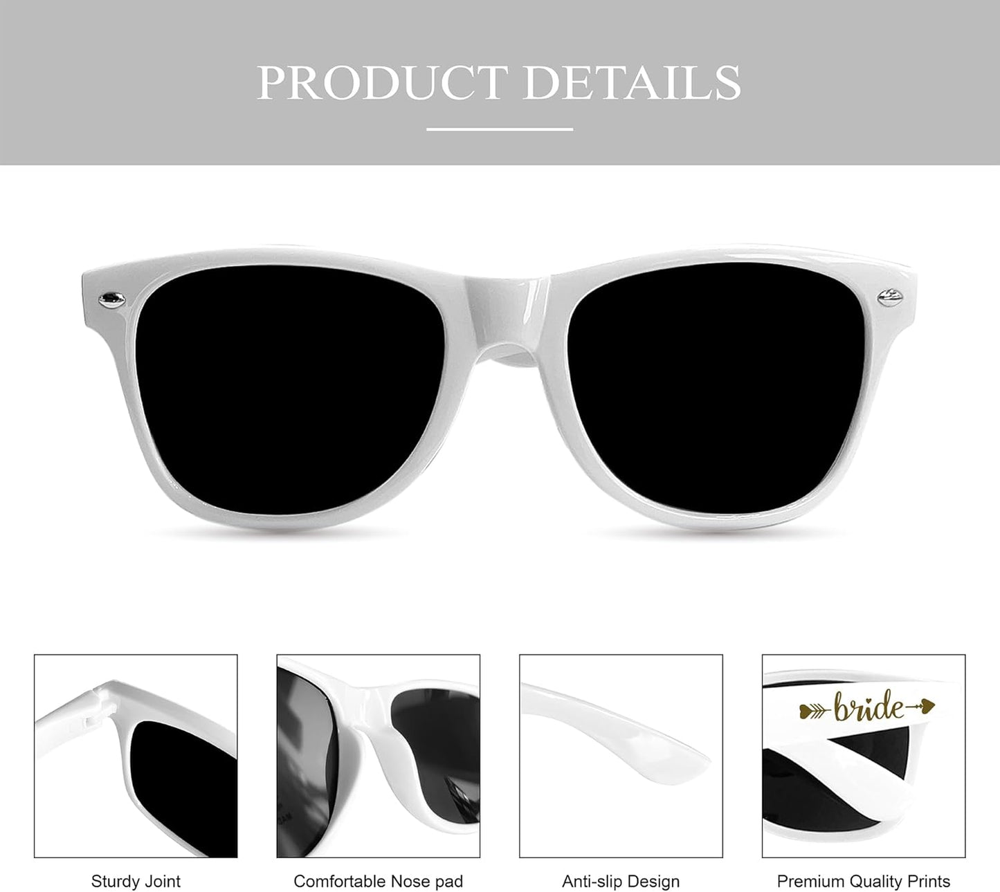 LADY&HOME 10 Pack Bachelorette Party Sunglasses Favors, Bridesmaid and Bride Tribe Sunglasses for Bridal Party, Bridal Shower(Black)