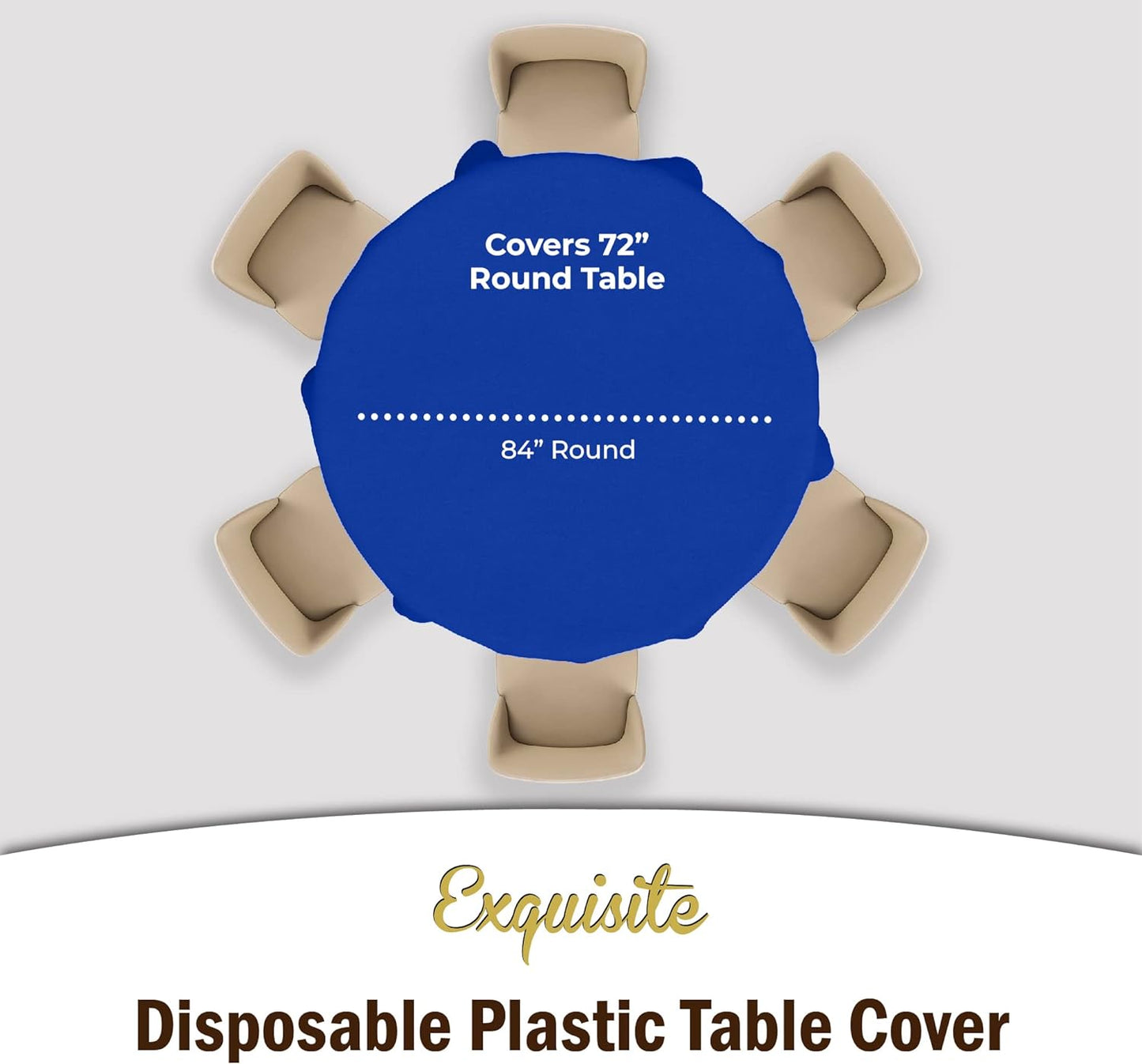 Exquisite 12-Pack Premium Plastic 84-Inch Round Tablecloth - Dark Blue