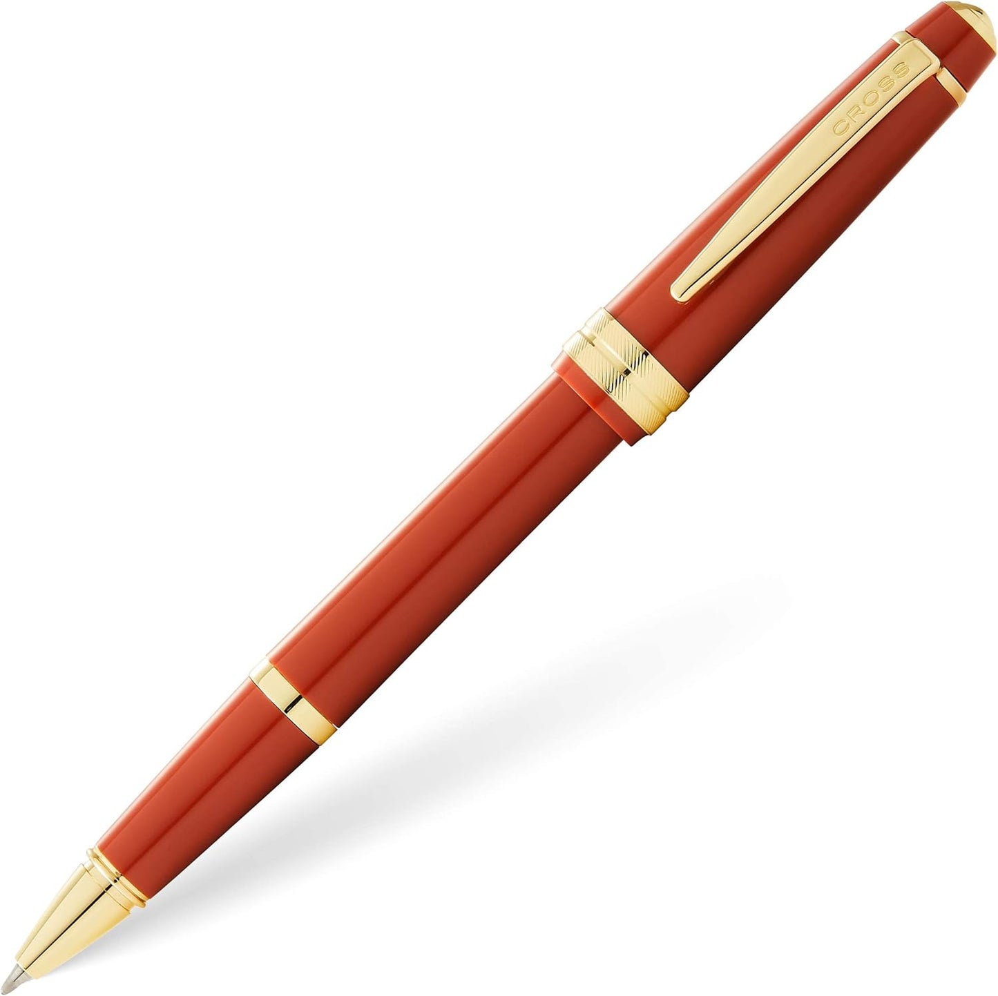 Cross Bailey Light Refillable Rollerball Pen Presented in a Everyday Gift Box - Medium Point, Black Ink, Polished Amber