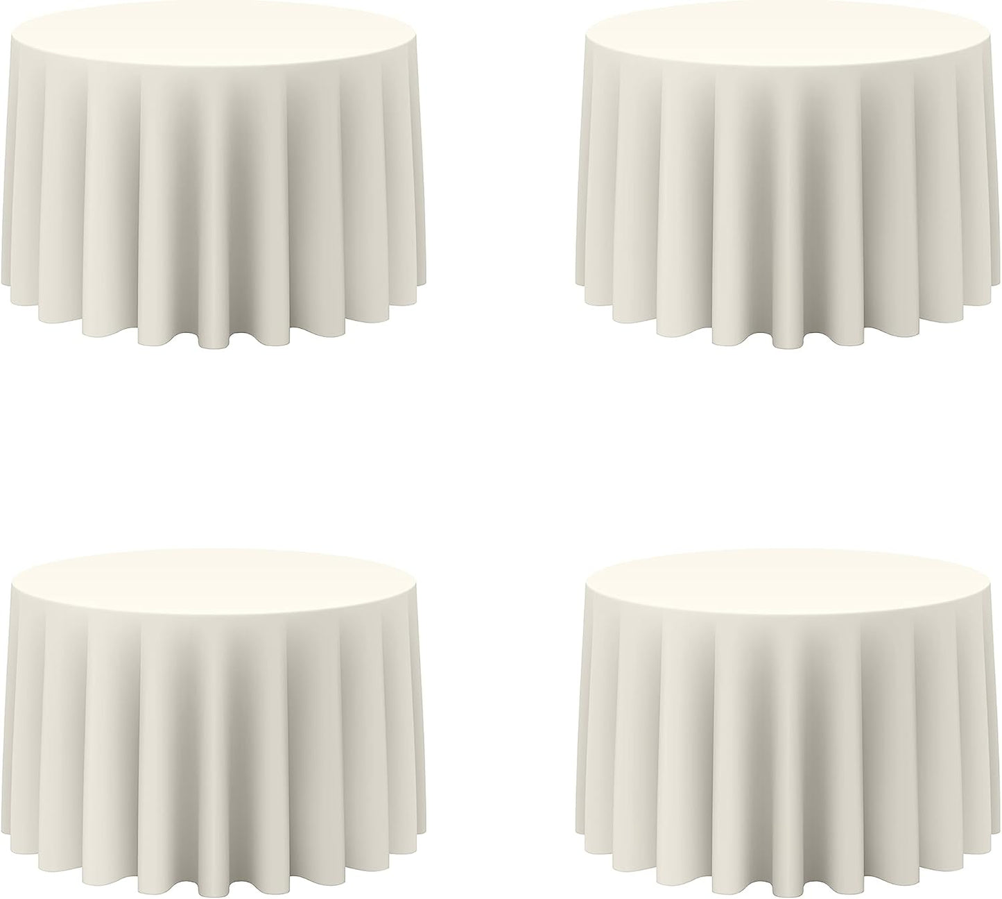 BRILLMAX 4 Pack Ivory Round Tablecloths 108 Inch - Circle Bulk Linen Polyester Fabric Washable Table Cloth Cover for Wedding Reception Banquet Birthday Party Buffet Restaurant