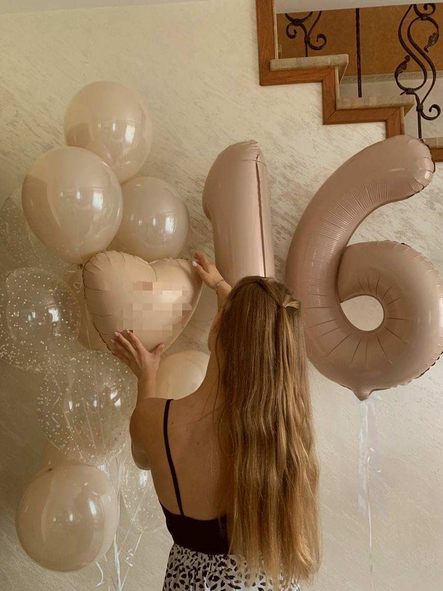 Light Brown Number 1 Balloon 40 inch, Number 1 Birthday Balloons for Boy Girl, Light Brown Foil One Balloon for 1st 10 11 12 16 18 Birthday Party, Anniversary Celebration Number Balloons Decorations