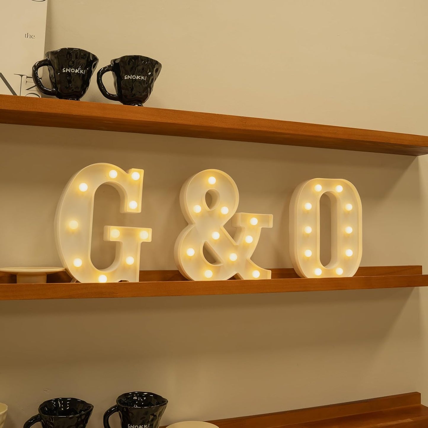 Foaky Rechargeable LED Letter Lights Sign Marquee Light Up Letters Sign for Night Light Wedding/Birthday Party Christmas Lamp Home Bar Decoration (G)
