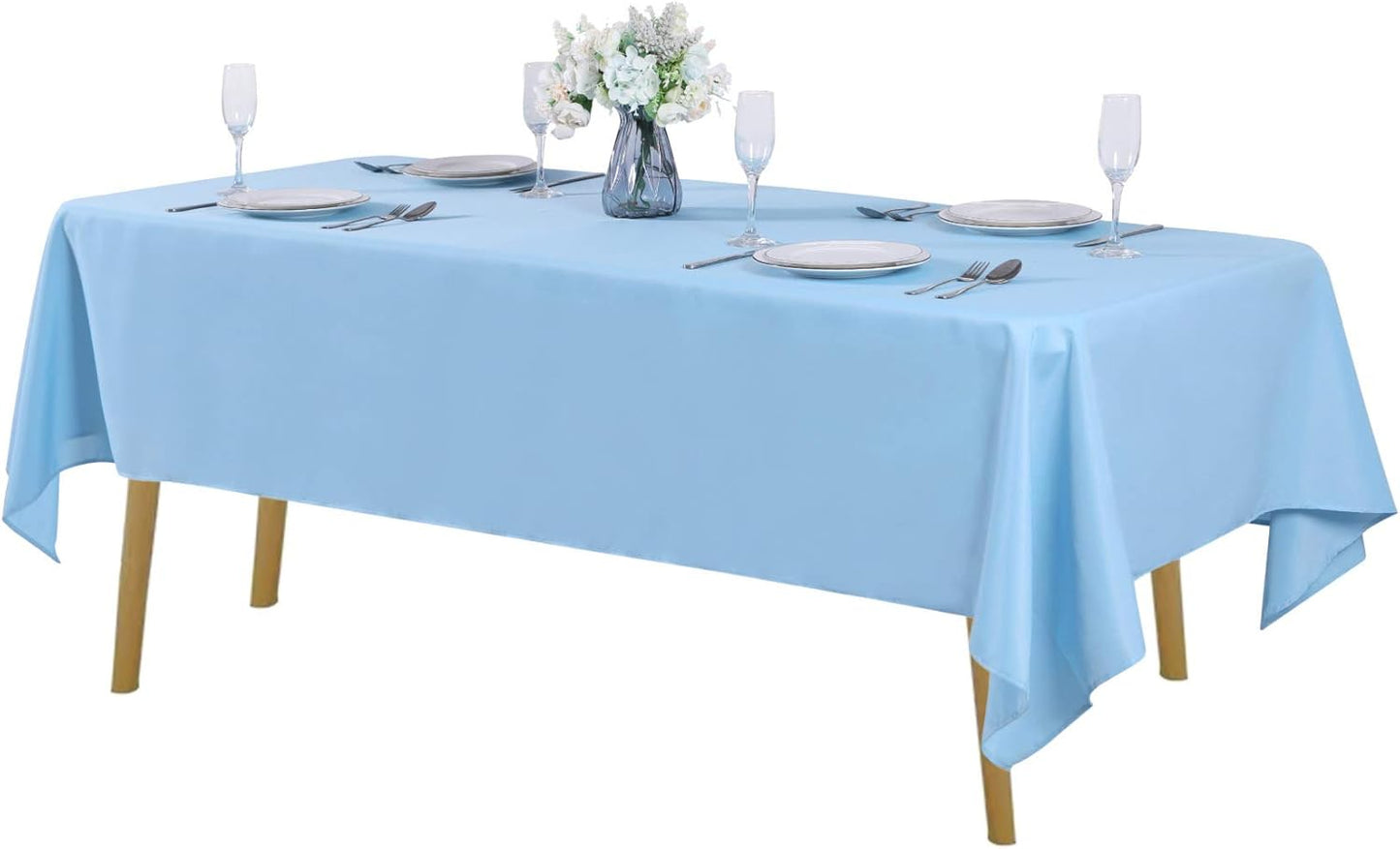 Rectangle Tablecloth 60x102 inch Washable Polyester Fabric Table Cloth for Wedding Party Dining Banquet Decoration（60x102, Blue Mist）