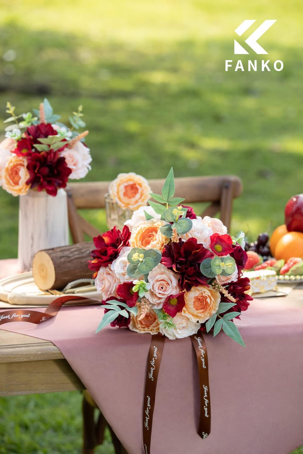 FANKO Rose Artificial Flowers Combo for DIY, Fake Rose Artificial Silk Flowers with Greenery, Real Looking Artificial Faux Flowers for Wedding, Table Decoration, Centerpieces, Party, Home Décor