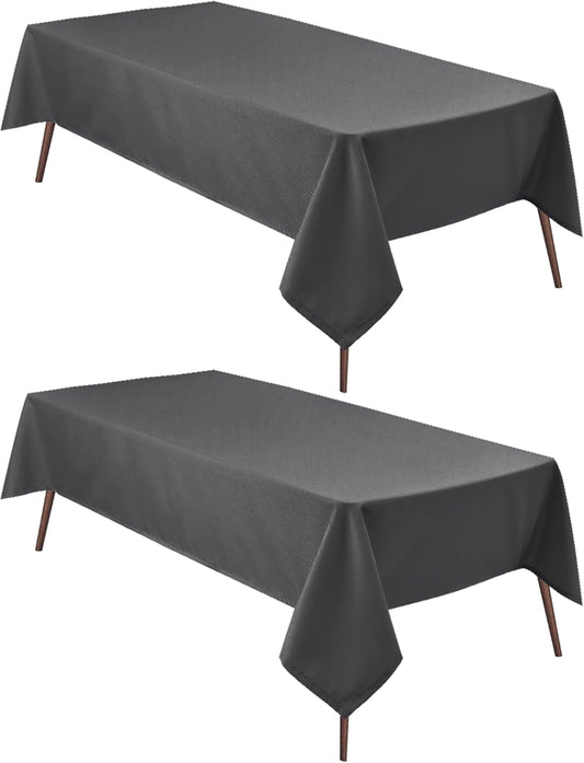 Hiasan 2 Pieces Square Tablecloth - Waterproof and Spillproof Dining Room Washable Polyester Table Cloth for Dining Room, 54 x 54 Inch, Grey